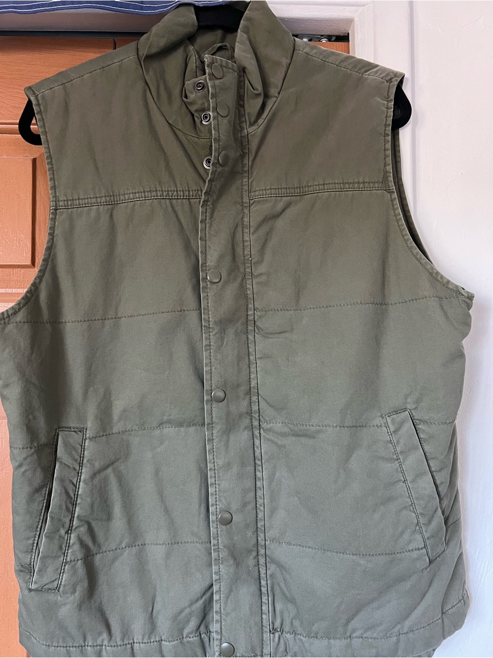 St. John's Bay Olive Green Quilted Snap-Front Vest